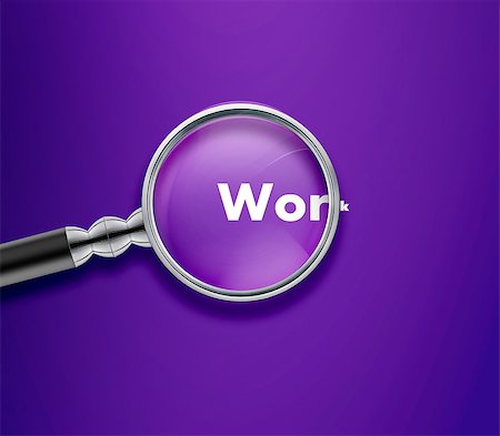 simsearch:400-07753794,k - Magnifying glass with Work word on Purble background. Photographie de stock - Aubaine LD & Abonnement, Code: 400-07288759