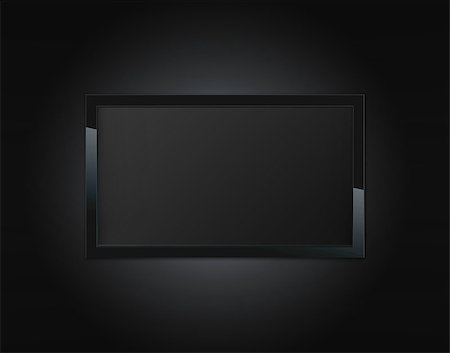 simsearch:400-07290864,k - Black LCD tv screen hanging on a wall Photographie de stock - Aubaine LD & Abonnement, Code: 400-07288992