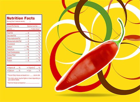 simsearch:400-05272635,k - Creative Design for Red hot chili  with Nutrition facts  label. Stock Photo - Budget Royalty-Free & Subscription, Code: 400-07289107