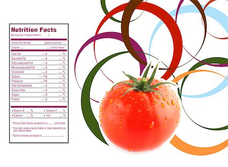 fresh tomatoes with circles and Nutrition facts label. Stockbilder - Microstock & Abonnement, Bildnummer: 400-07289109