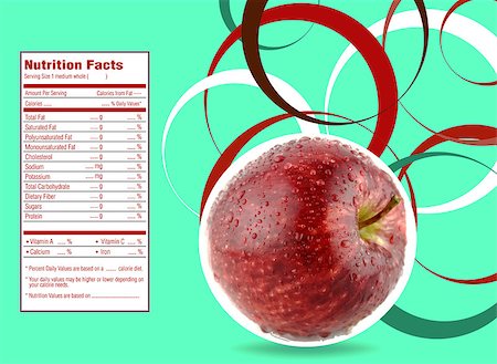 simsearch:400-07613657,k - creative design for red apple with Nutrition facts label. Stock Photo - Budget Royalty-Free & Subscription, Code: 400-07289166