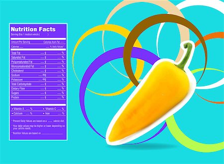 simsearch:400-05272635,k - Creative Design for Yellow chili pepper with Nutrition facts  label. Stock Photo - Budget Royalty-Free & Subscription, Code: 400-07289160
