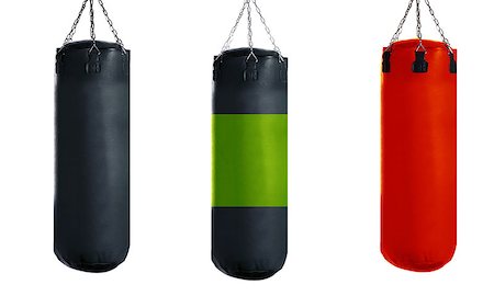 simsearch:400-07036748,k - Punching bag for boxing or kick boxing sport, isolated on white background. Foto de stock - Royalty-Free Super Valor e Assinatura, Número: 400-07289739