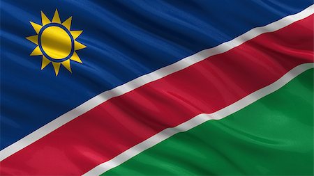 Flag of Namibia waving in the wind Stockbilder - Microstock & Abonnement, Bildnummer: 400-07294014