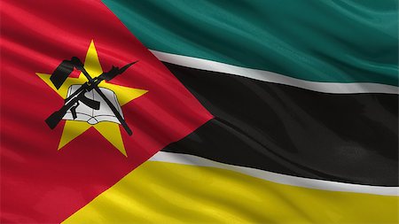 simsearch:400-07293975,k - Flag of Mozambique waving in the wind Stock Photo - Budget Royalty-Free & Subscription, Code: 400-07294013