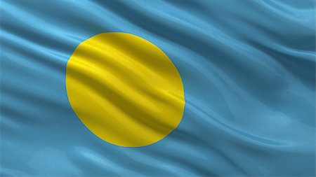 simsearch:400-07293975,k - Flag of Palau waving in the wind Stock Photo - Budget Royalty-Free & Subscription, Code: 400-07294024