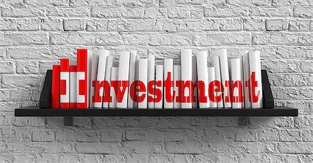 securities - Investment - Red Inscription on the Books on Shelf on the White Brick Wall Background. Education Concept. Stock Photo - Budget Royalty-Free & Subscription, Code: 400-07294531