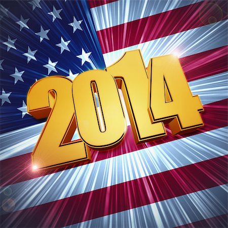 simsearch:400-08318552,k - new year 2014 - 3d golden figures with rays and shining american flag Stock Photo - Budget Royalty-Free & Subscription, Code: 400-07294711