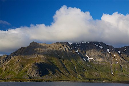 simsearch:400-08071233,k - Picturesque mountain peaks towering above fjord on Lofoten islands in Norway Stock Photo - Budget Royalty-Free & Subscription, Code: 400-07294997