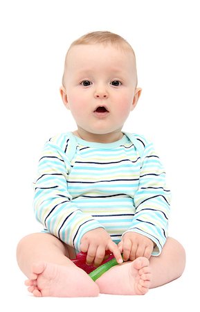 Cute baby sitting on white Stock Photo - Budget Royalty-Free & Subscription, Code: 400-07295703