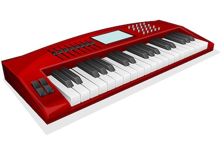 synthesizer - Vector illustration of red synthesizer on white background Stock Photo - Budget Royalty-Free & Subscription, Code: 400-07295982