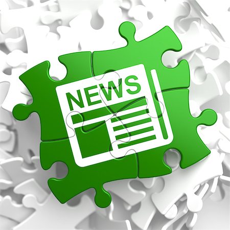 simsearch:400-08887739,k - Newspaper Icon with News Word on Green Puzzle. Mass Media Concept. Stockbilder - Microstock & Abonnement, Bildnummer: 400-07296231