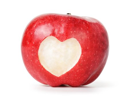 heart carved on an red apple, isolated on white Stock Photo - Budget Royalty-Free & Subscription, Code: 400-07296281