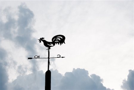 photos of cock wind direction - Weather vane against the evening sky and clouds Stock Photo - Budget Royalty-Free & Subscription, Code: 400-07296389