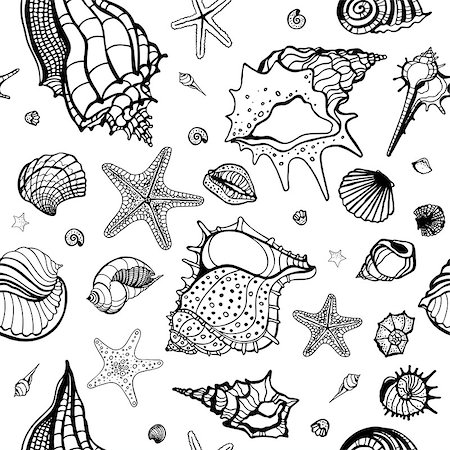 Grange Sea background. Hand drawn vector illustration Stock Photo - Budget Royalty-Free & Subscription, Code: 400-07296547