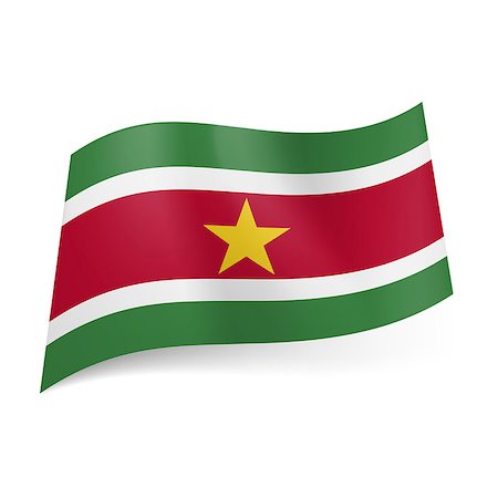 suriname - National flag of Suriname: red stripe with golden star between white and green bands. Photographie de stock - Aubaine LD & Abonnement, Code: 400-07296636