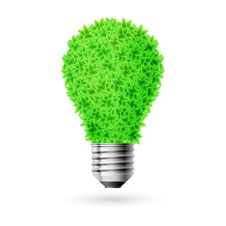 simsearch:400-07464142,k - Lamp made of green leaves. Eco energy source. Foto de stock - Super Valor sin royalties y Suscripción, Código: 400-07296649