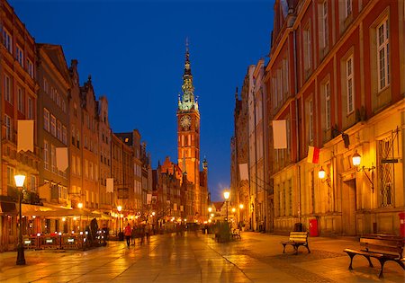 danzig - Long (Dluga)  street at Old town of Gdansk  at night, Poland Photographie de stock - Aubaine LD & Abonnement, Code: 400-07296715