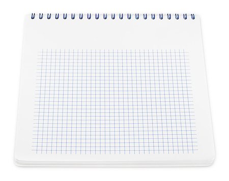 simsearch:400-06924810,k - Spiral notebook with squared paper sheets isolated on white including clipping path Stock Photo - Budget Royalty-Free & Subscription, Code: 400-07296712
