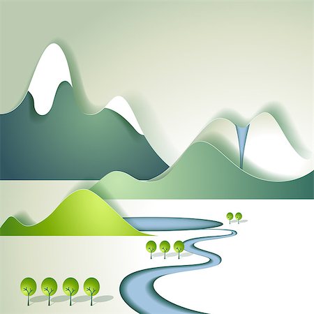 forest cartoon illustration - Paper mountain landscape Stock Photo - Budget Royalty-Free & Subscription, Code: 400-07296810