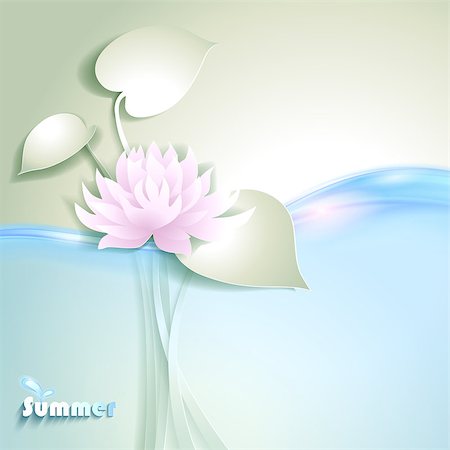 Card with stylized waterlily Stock Photo - Budget Royalty-Free & Subscription, Code: 400-07296812