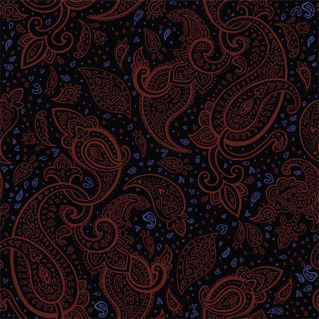 simsearch:400-05132616,k - Seamless Paisley background. Hand Drawn vector pattern. Foto de stock - Super Valor sin royalties y Suscripción, Código: 400-07297008