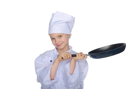 directional unexpected - Young cook with frying pan isolated on white Stock Photo - Budget Royalty-Free & Subscription, Code: 400-07297139