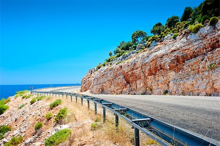 simsearch:400-04552473,k - highway guardrail in the mountains and beautiful rock Stock Photo - Budget Royalty-Free & Subscription, Code: 400-07297233