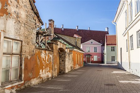 estonian coloured houses - Colorful old street in the center of Tallinn, Estonia Stock Photo - Budget Royalty-Free & Subscription, Code: 400-07297255