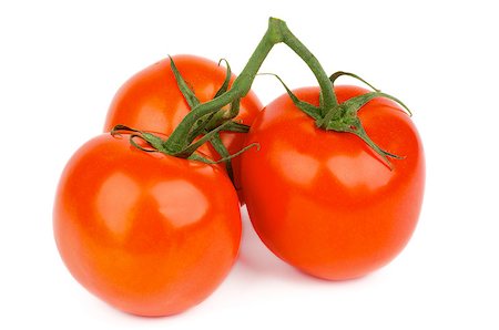 simsearch:400-06857433,k - Bunch of Three Ripe Tomatoes with Stems and Twigs isolated on white background Foto de stock - Super Valor sin royalties y Suscripción, Código: 400-07297341