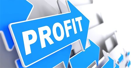 simsearch:400-07338798,k - Profit on Blue Arrow on a Grey Background. Business Concept. Fotografie stock - Microstock e Abbonamento, Codice: 400-07297596