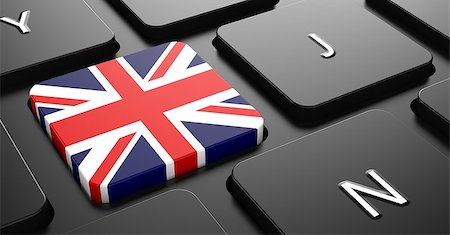 simsearch:400-04738956,k - Flag of United Kingdom - Button on Black Computer Keyboard. Photographie de stock - Aubaine LD & Abonnement, Code: 400-07297650