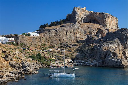 simsearch:400-06738203,k - St Paul's Bay Beach in Lindos, Rhodes, Greece, Europe Stock Photo - Budget Royalty-Free & Subscription, Code: 400-07297748