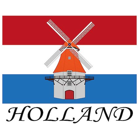 simsearch:400-06101286,k - typical wind mill over flag and text of holland Stock Photo - Budget Royalty-Free & Subscription, Code: 400-07298104
