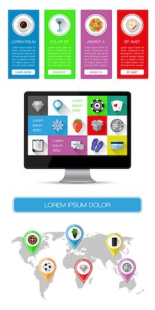 simsearch:400-06867961,k - Ui, infographics and web elements including flat design. Vector illustration. Stock Photo - Budget Royalty-Free & Subscription, Code: 400-07298312