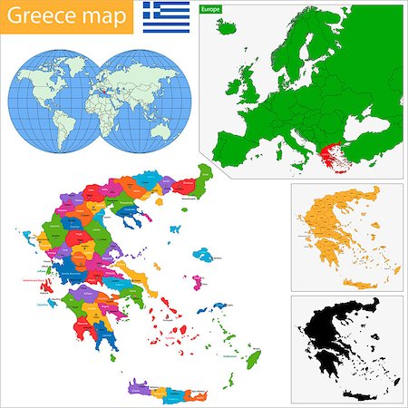 simsearch:400-08053111,k - Map of administrative divisions of Greece with the capital cities Foto de stock - Super Valor sin royalties y Suscripción, Código: 400-07298442