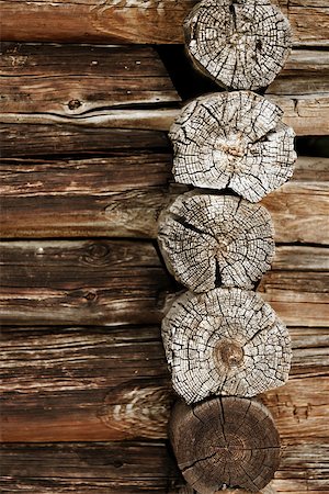 Fragment of ancient wooden wall made of logs Stock Photo - Budget Royalty-Free & Subscription, Code: 400-07298665