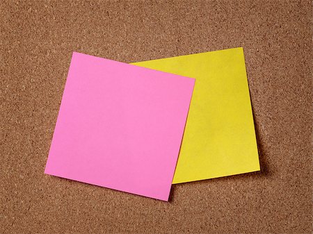 two reminder sticky notes on cork board, empty space for text Stock Photo - Budget Royalty-Free & Subscription, Code: 400-07298820