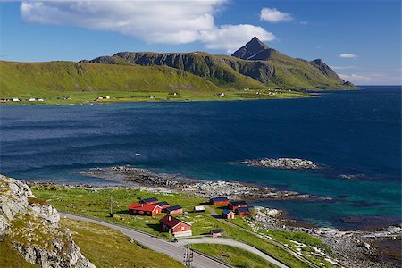 Lush coastline of Lofoten islands in Norway during arctic summer Stock Photo - Budget Royalty-Free & Subscription, Code: 400-07298882