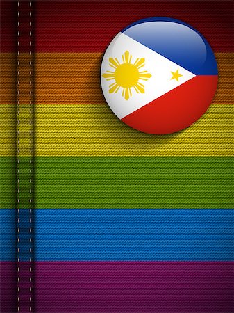 Vector - Gay Flag Button on Jeans Fabric Texture Philippines Stock Photo - Budget Royalty-Free & Subscription, Code: 400-07299001