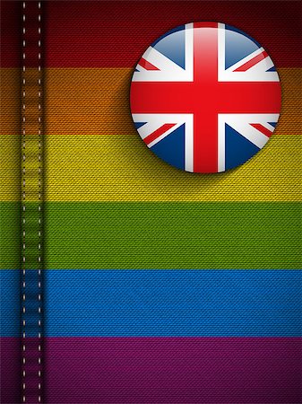 Vector - Gay Flag Button on Jeans Fabric Texture UK Stock Photo - Budget Royalty-Free & Subscription, Code: 400-07299011