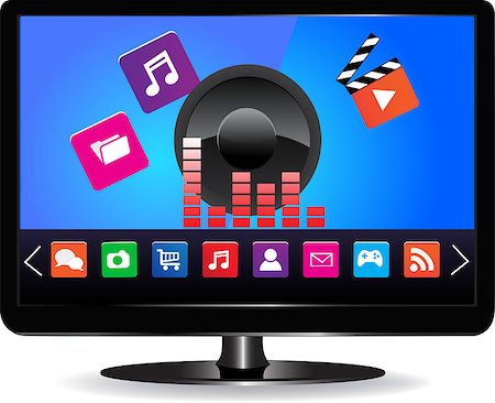 simsearch:400-05271794,k - Internet television concept Colorful application icons Stockbilder - Microstock & Abonnement, Bildnummer: 400-07299111
