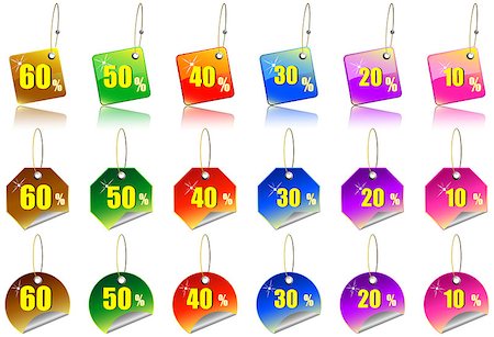 A Colourful Set of Sale Sticker Icons Stock Photo - Budget Royalty-Free & Subscription, Code: 400-07299400