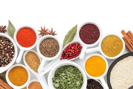 Various spices selection. Isolated on white background Photographie de stock - Aubaine LD & Abonnement, Code: 400-07299410