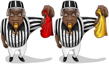 A vector illustration of a football referee holding a red or yellow flag and whistles. Stock Photo - Budget Royalty-Free & Subscription, Code: 400-07299912
