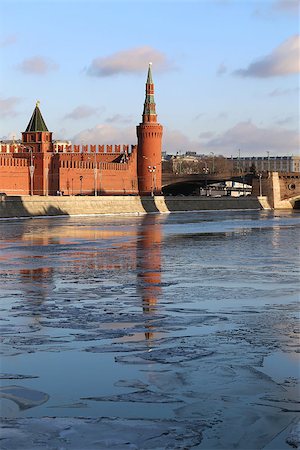 beautiful winter river landscape with Moscow Kremlin towers Stock Photo - Budget Royalty-Free & Subscription, Code: 400-07299935