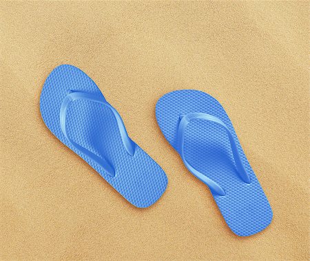 Flip Flops on beach sand Stock Photo - Budget Royalty-Free & Subscription, Code: 400-07290228