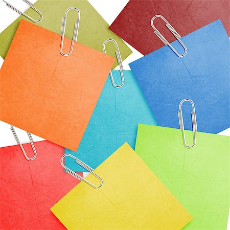 simsearch:400-09224024,k - colred Note papers with paper clips background. Stock Photo - Budget Royalty-Free & Subscription, Code: 400-07290221