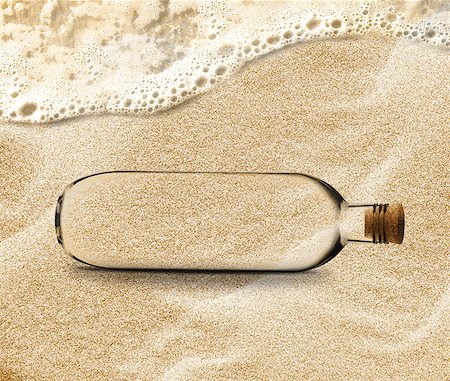 empty Bottle in the beach sand with copy space to add your message inside the Bottle. Stock Photo - Budget Royalty-Free & Subscription, Code: 400-07290236