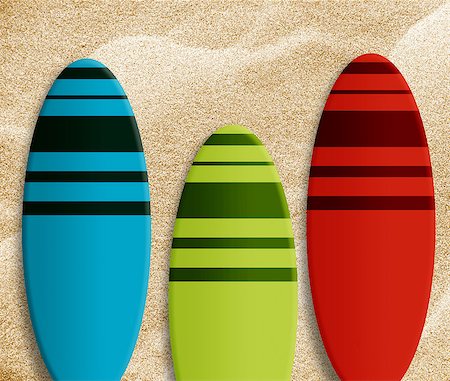 simsearch:400-04347146,k - Set of different colors surf boards on the beach. Fotografie stock - Microstock e Abbonamento, Codice: 400-07290241